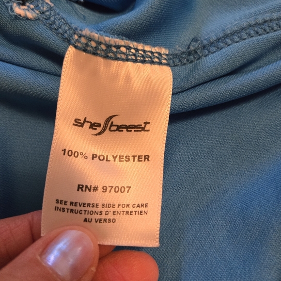 SHEBEEST SKY BLUE & BLACK BICYCLING ATHLETIC TOP. SIZE SMALL. - Picture 10 of 11
